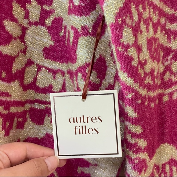 NWT! Anthropologie Autres Filles Metallic Paisley Crewneck Sweater - Picture 4 of 8